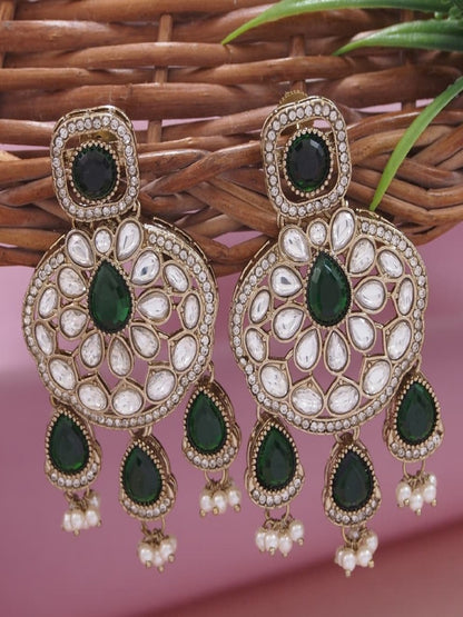 Traditional Wedding-Style Multi Stone Pearl Drop Earrings