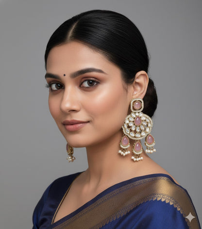 Traditional Wedding-Style Multi Stone Pearl Drop Earrings