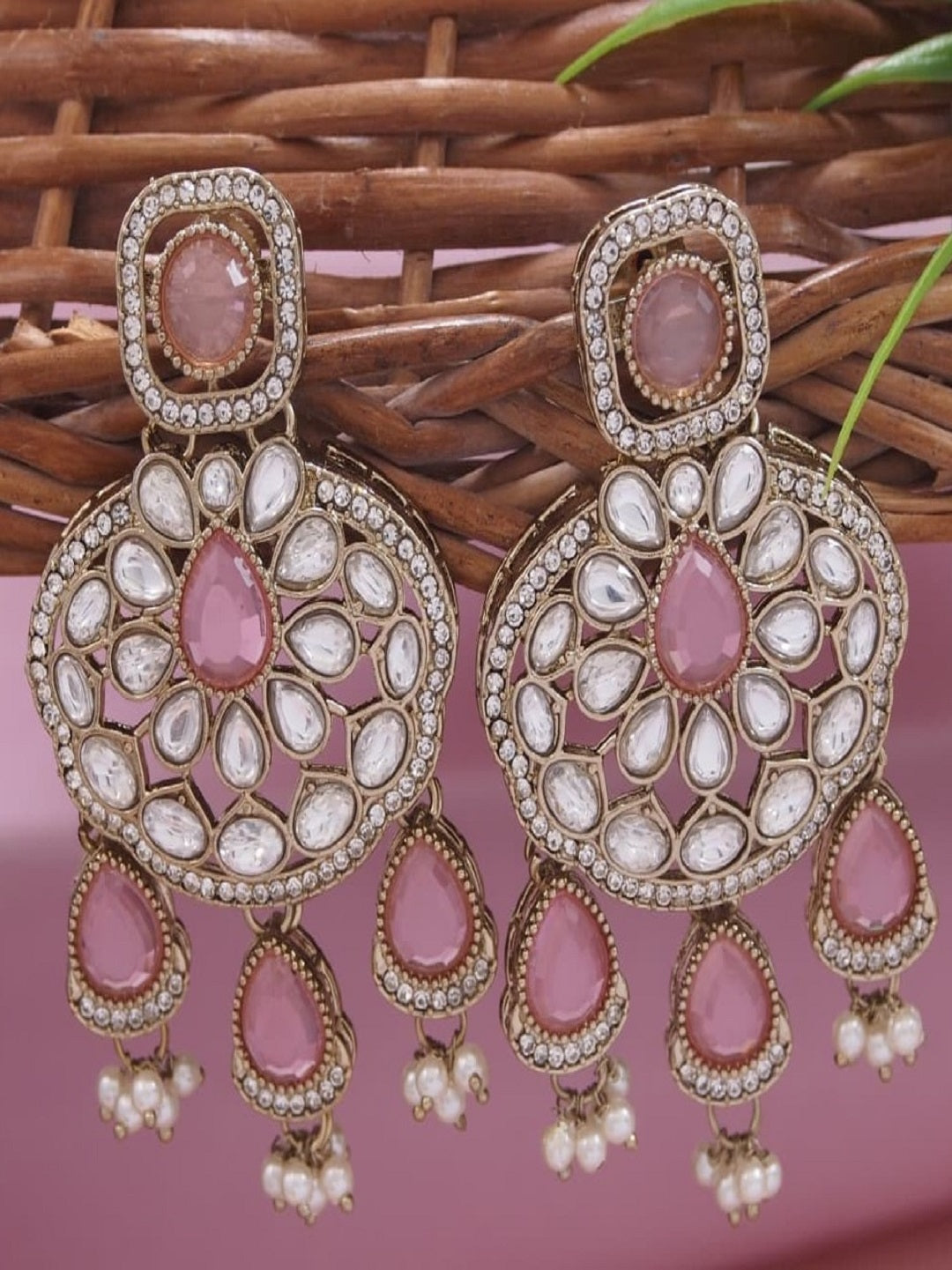 Traditional Wedding-Style Multi Stone Pearl Drop Earrings