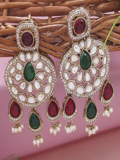 Traditional Wedding-Style Multi Stone Pearl Drop Earrings