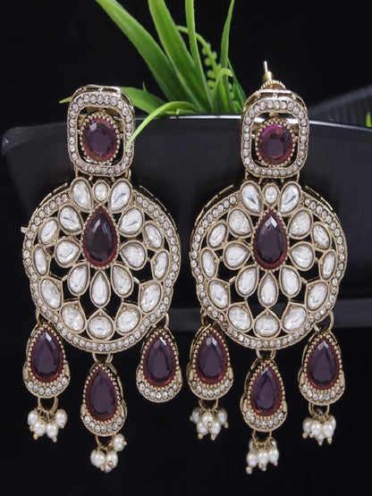 Traditional Wedding-Style Multi Stone Pearl Drop Earrings