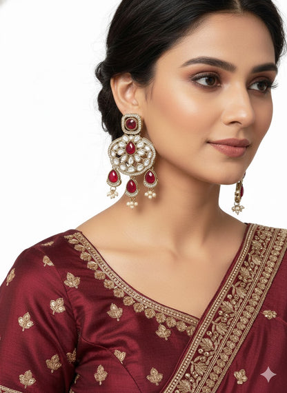 Traditional Wedding-Style Multi Stone Pearl Drop Earrings