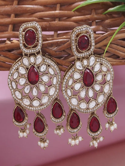 Traditional Wedding-Style Multi Stone Pearl Drop Earrings