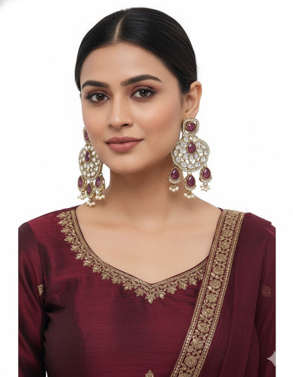 Traditional Wedding-Style Multi Stone Pearl Drop Earrings