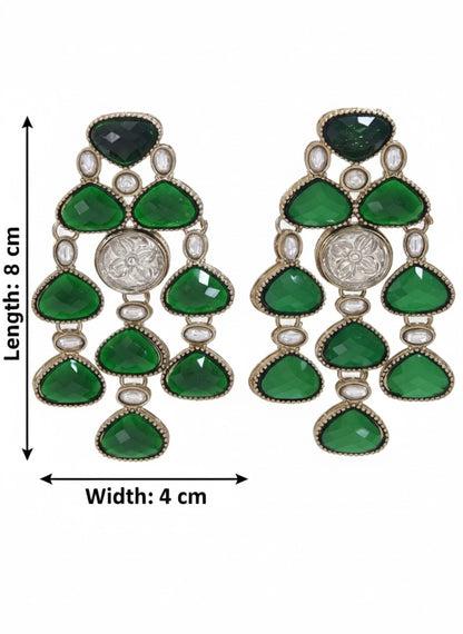 Ethnic Multi Stone & Kundan Style Statement Earrings