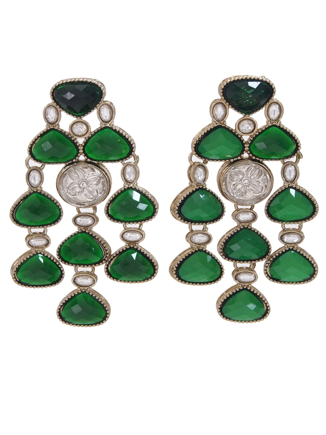 Ethnic Multi Stone & Kundan Style Statement Earrings