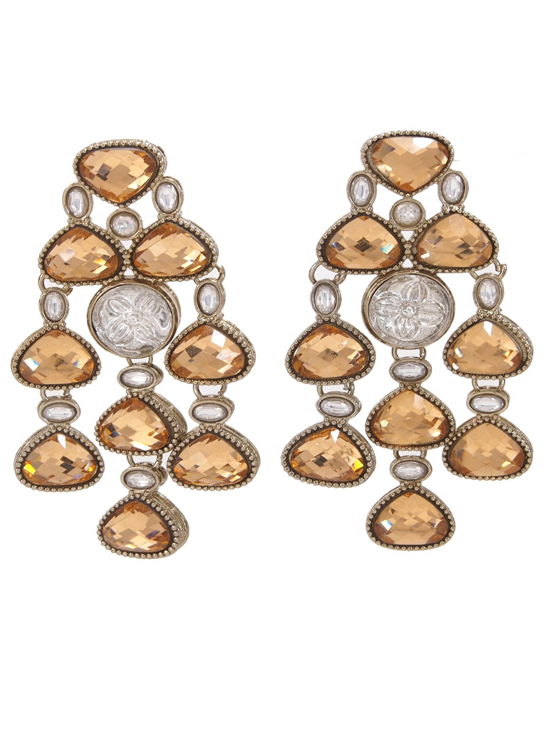 Ethnic Multi Stone & Kundan Style Statement Earrings