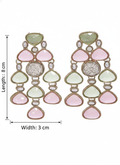 Ethnic Multi Stone & Kundan Style Statement Earrings