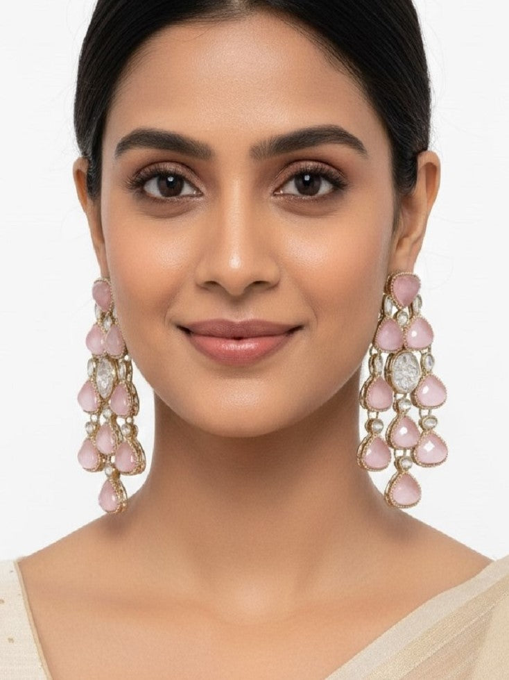 Ethnic Multi Stone & Kundan Style Statement Earrings