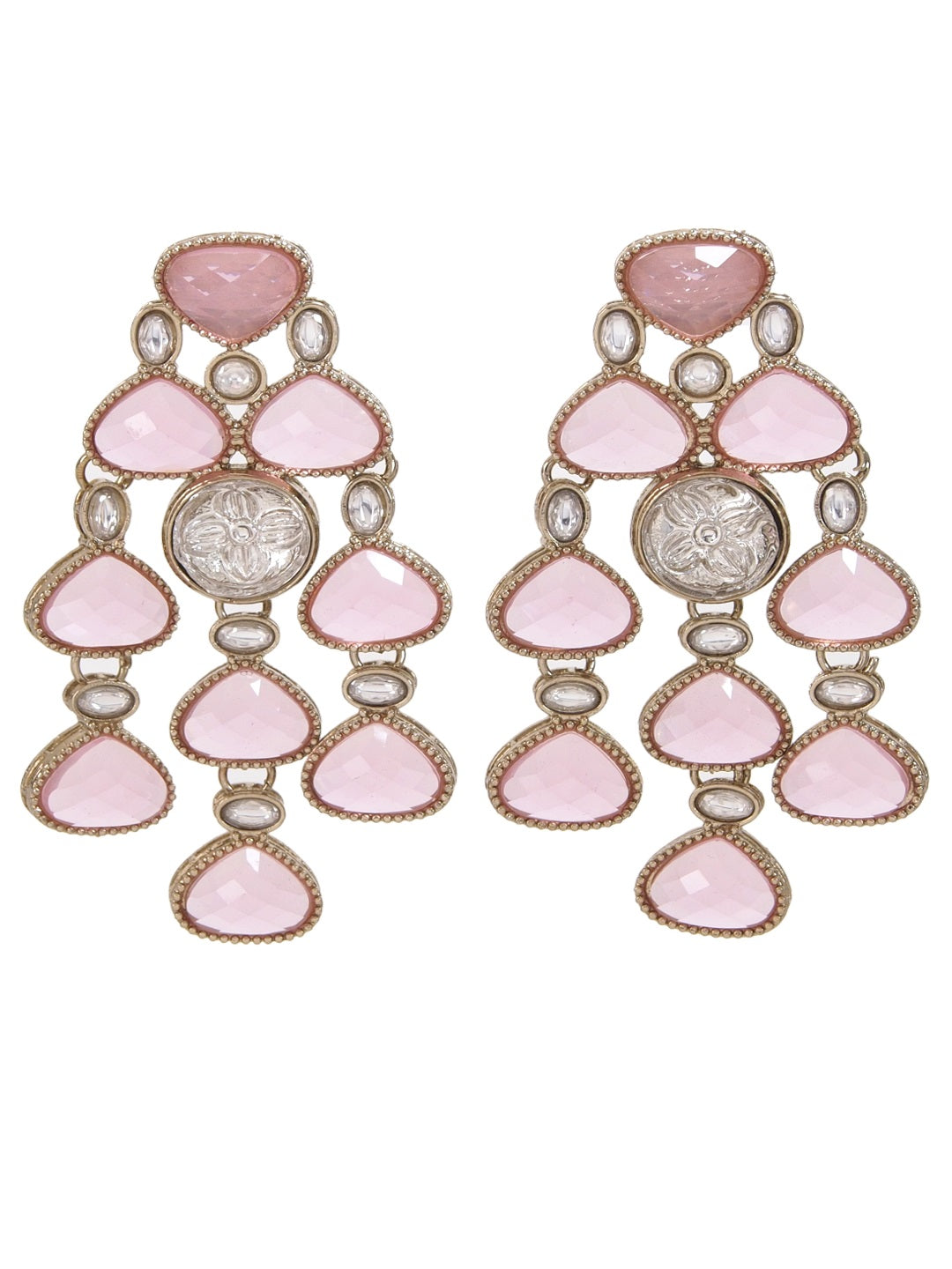 Ethnic Multi Stone & Kundan Style Statement Earrings