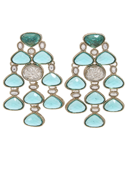Ethnic Multi Stone & Kundan Style Statement Earrings
