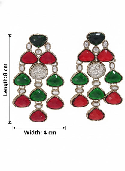 Ethnic Multi Stone & Kundan Style Statement Earrings