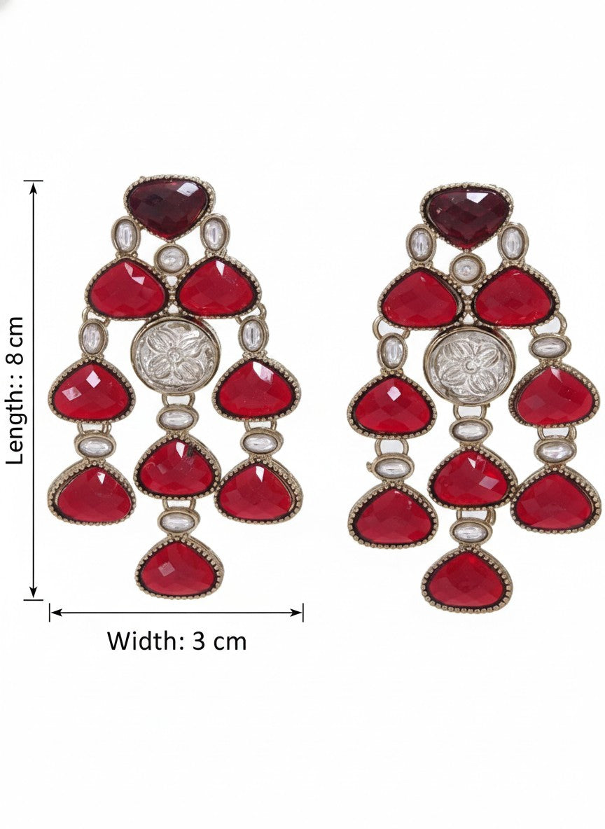 Ethnic Multi Stone & Kundan Style Statement Earrings