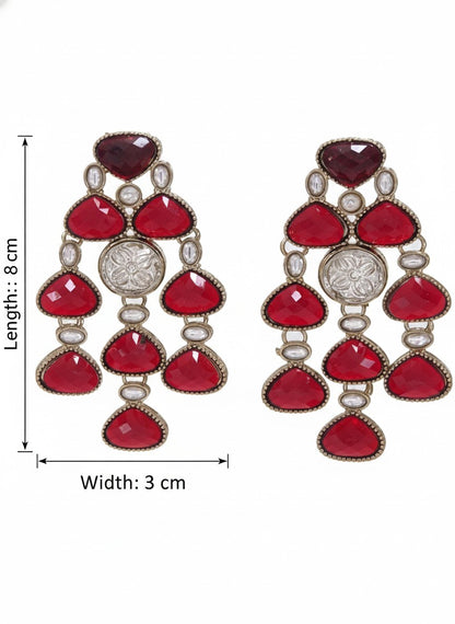 Ethnic Multi Stone & Kundan Style Statement Earrings