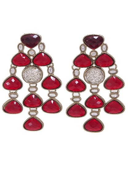 Ethnic Multi Stone & Kundan Style Statement Earrings