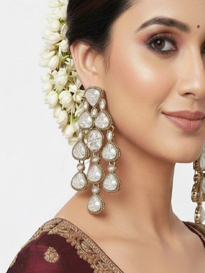 Ethnic Multi Stone & Kundan Style Statement Earrings