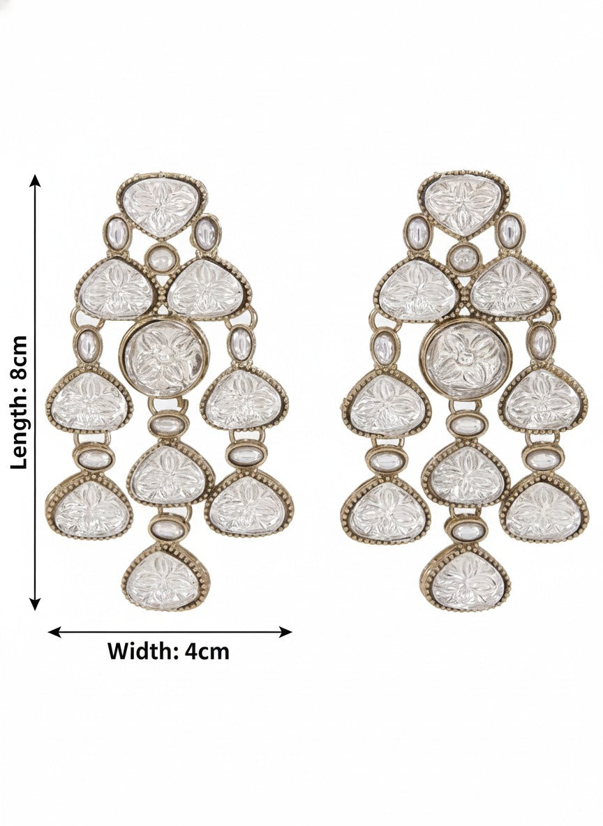 Ethnic Multi Stone & Kundan Style Statement Earrings