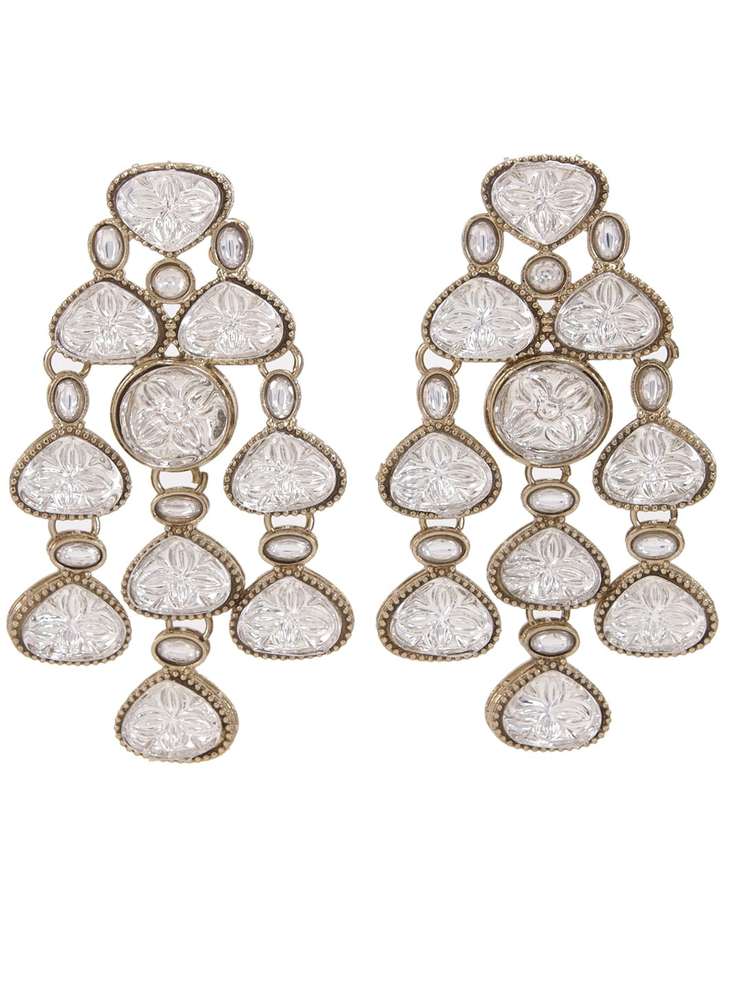 Ethnic Multi Stone & Kundan Style Statement Earrings