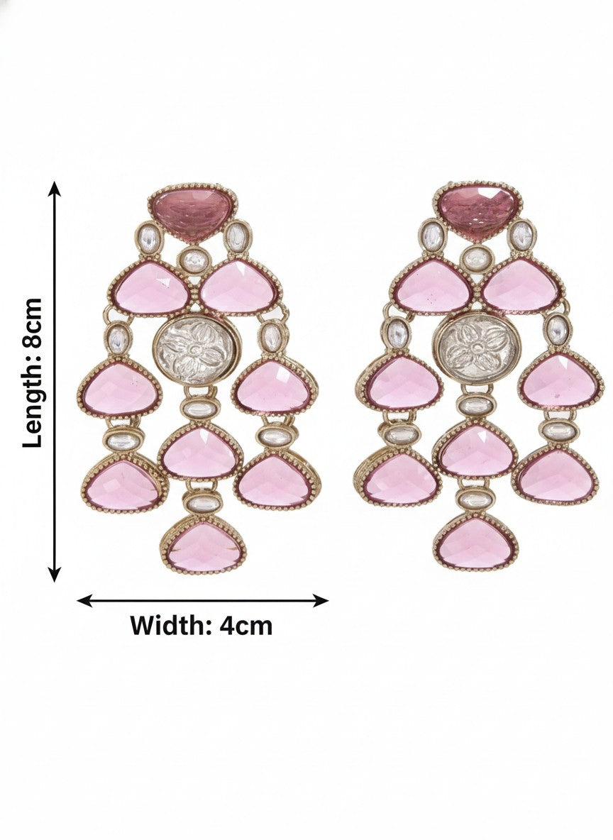 Ethnic Multi Stone & Kundan Style Statement Earrings