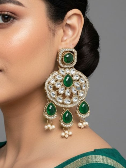 Traditional Wedding-Style Multi Stone Pearl Drop Earrings