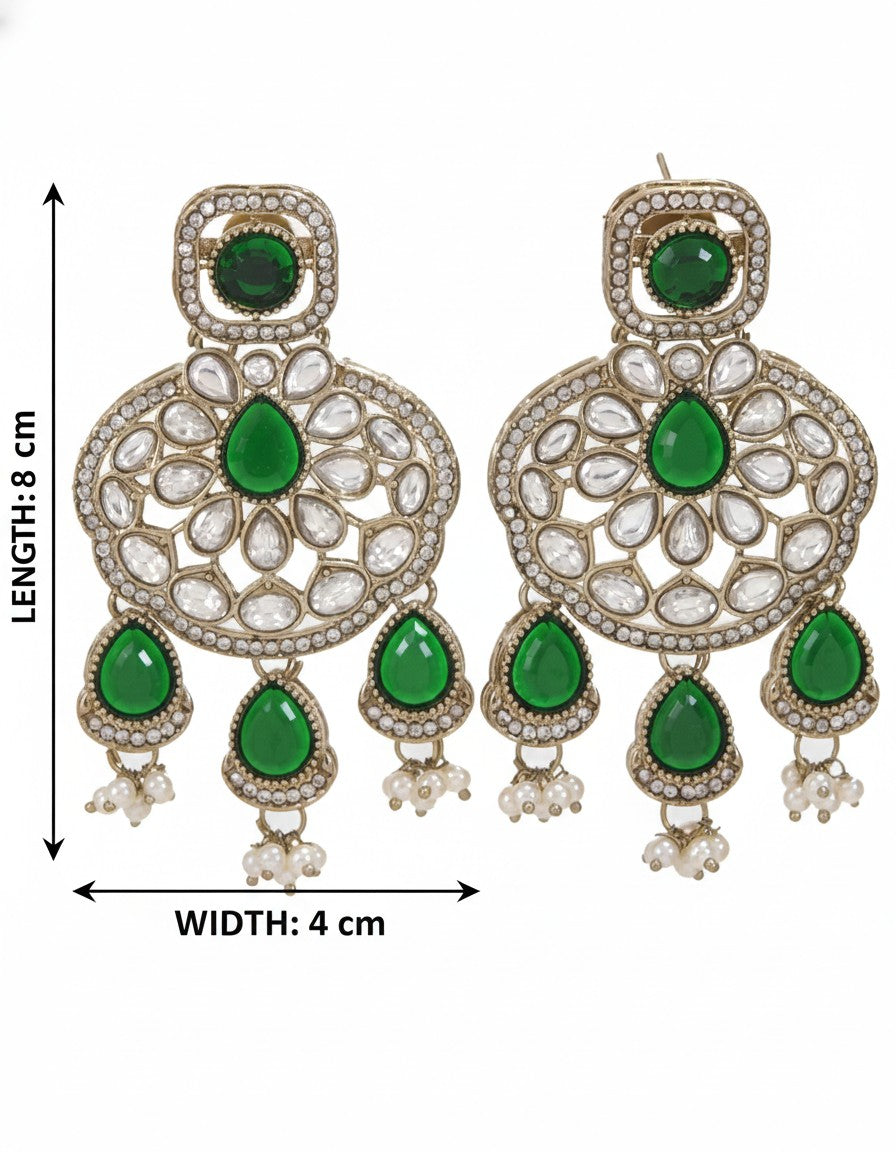 Traditional Wedding-Style Multi Stone Pearl Drop Earrings