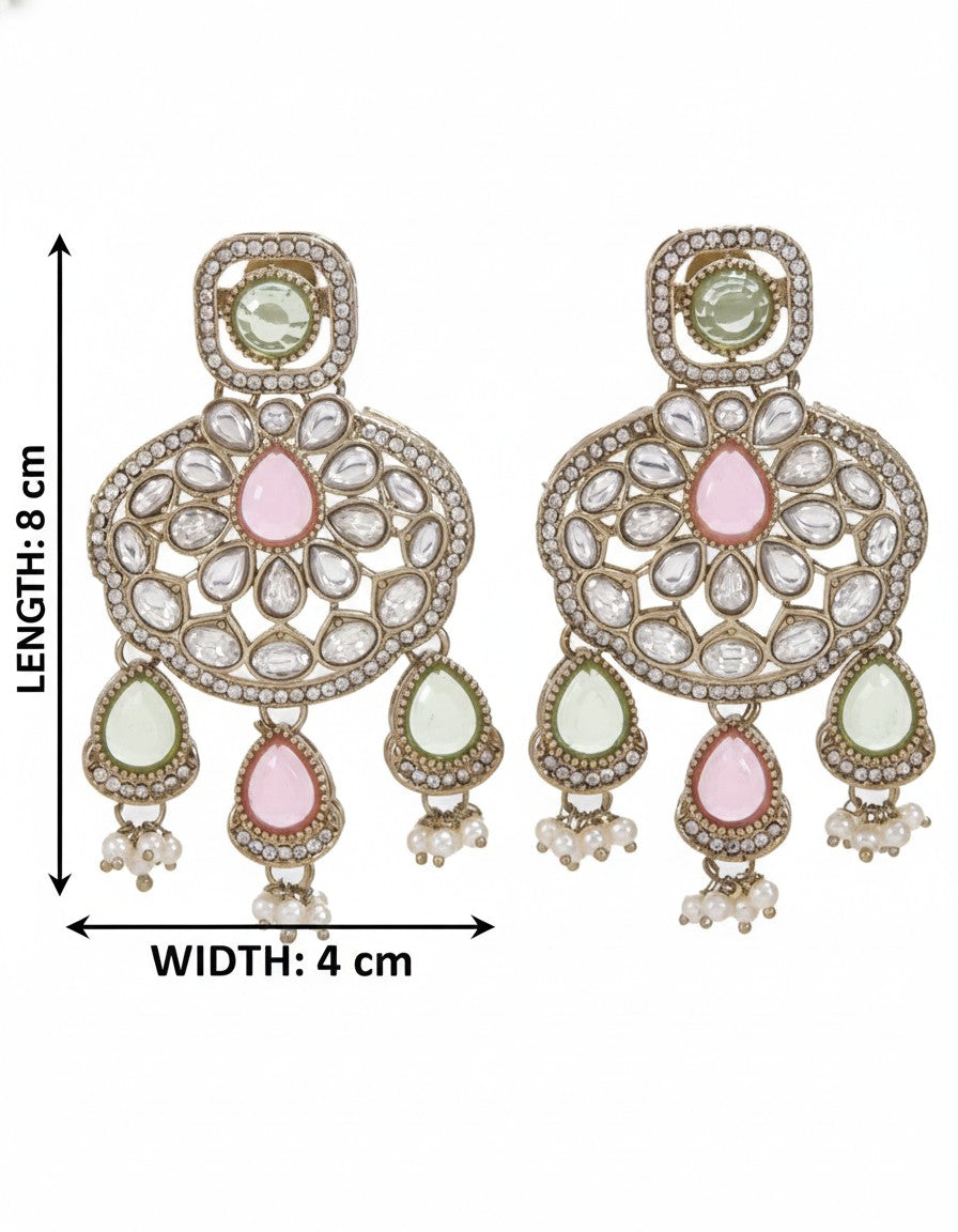 Traditional Wedding-Style Multi Stone Pearl Drop Earrings