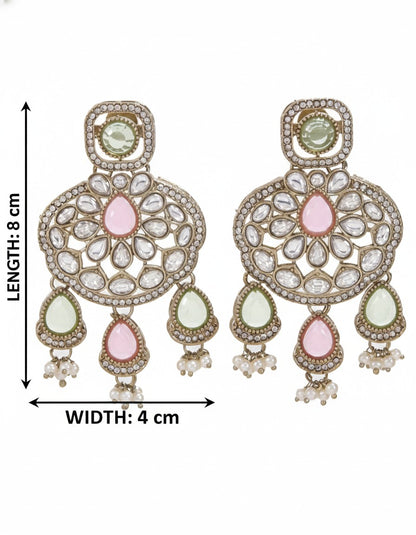 Traditional Wedding-Style Multi Stone Pearl Drop Earrings