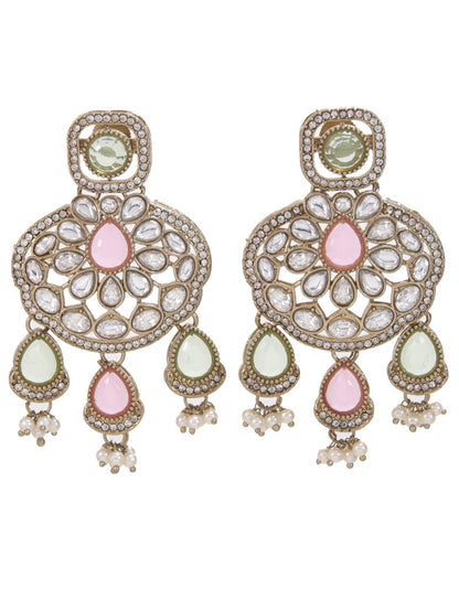 Traditional Wedding-Style Multi Stone Pearl Drop Earrings