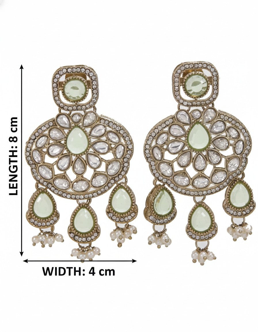 Traditional Wedding-Style Multi Stone Pearl Drop Earrings