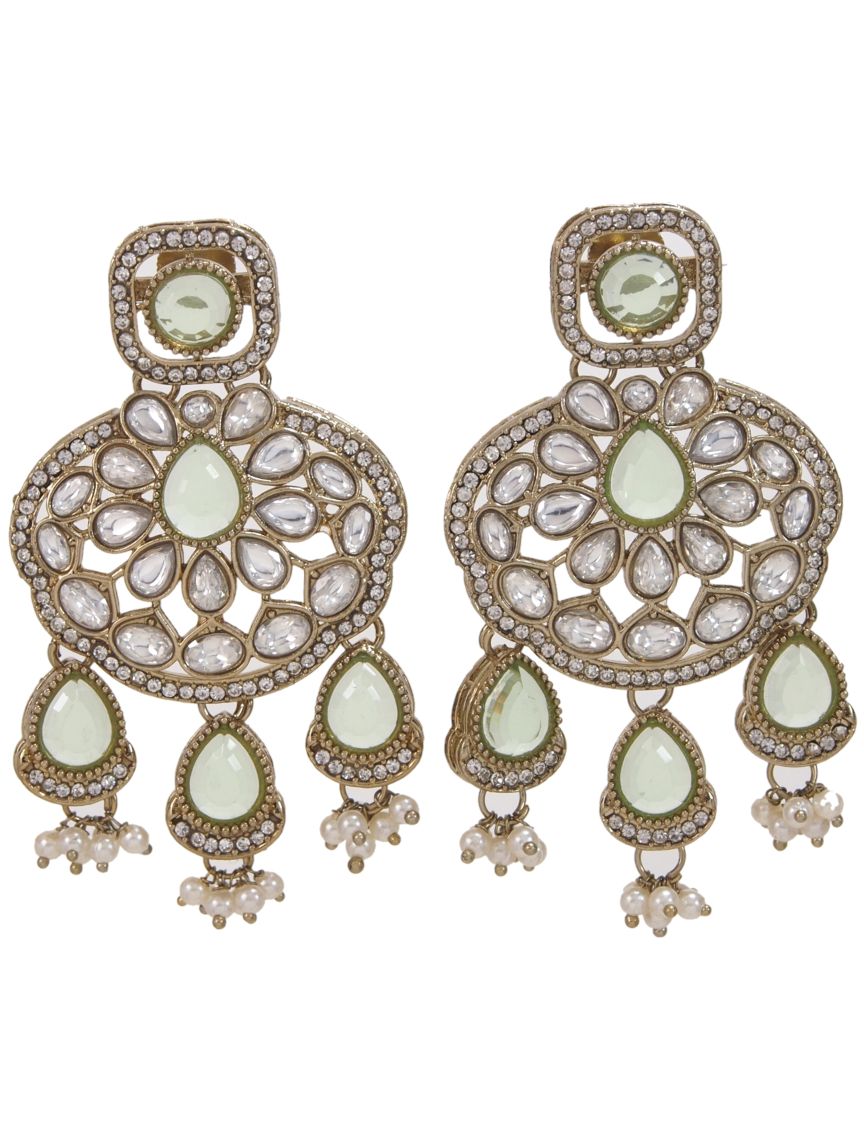 Traditional Wedding-Style Multi Stone Pearl Drop Earrings