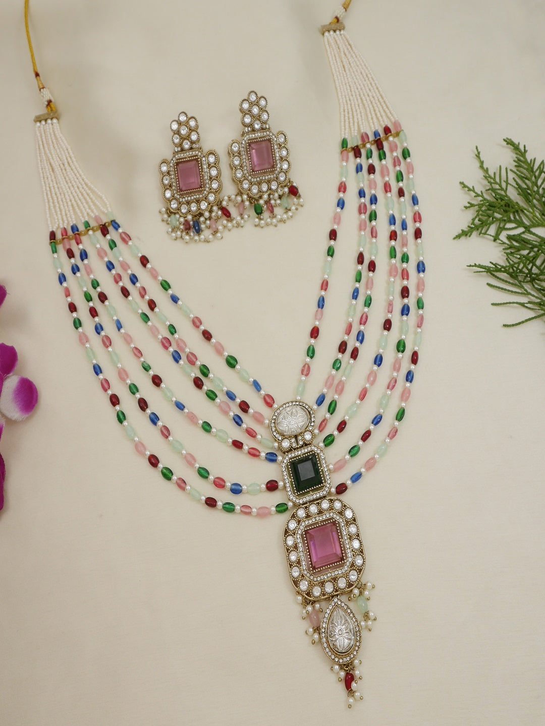 Royal Heirloom Beaded Pearl Layered Necklace Set