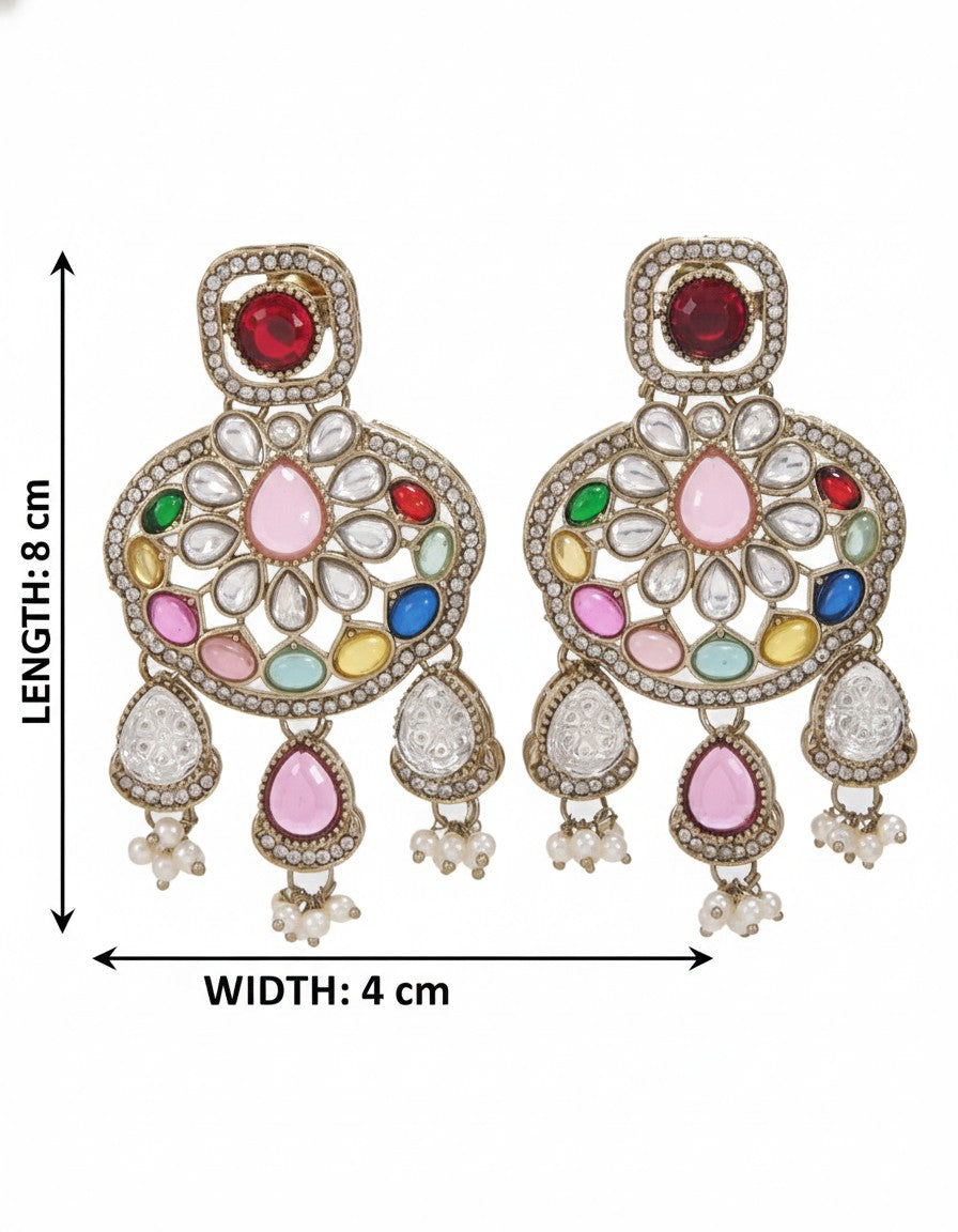 Traditional Wedding-Style Multi Stone Pearl Drop Earrings