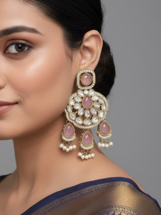 Traditional Wedding-Style Multi Stone Pearl Drop Earrings