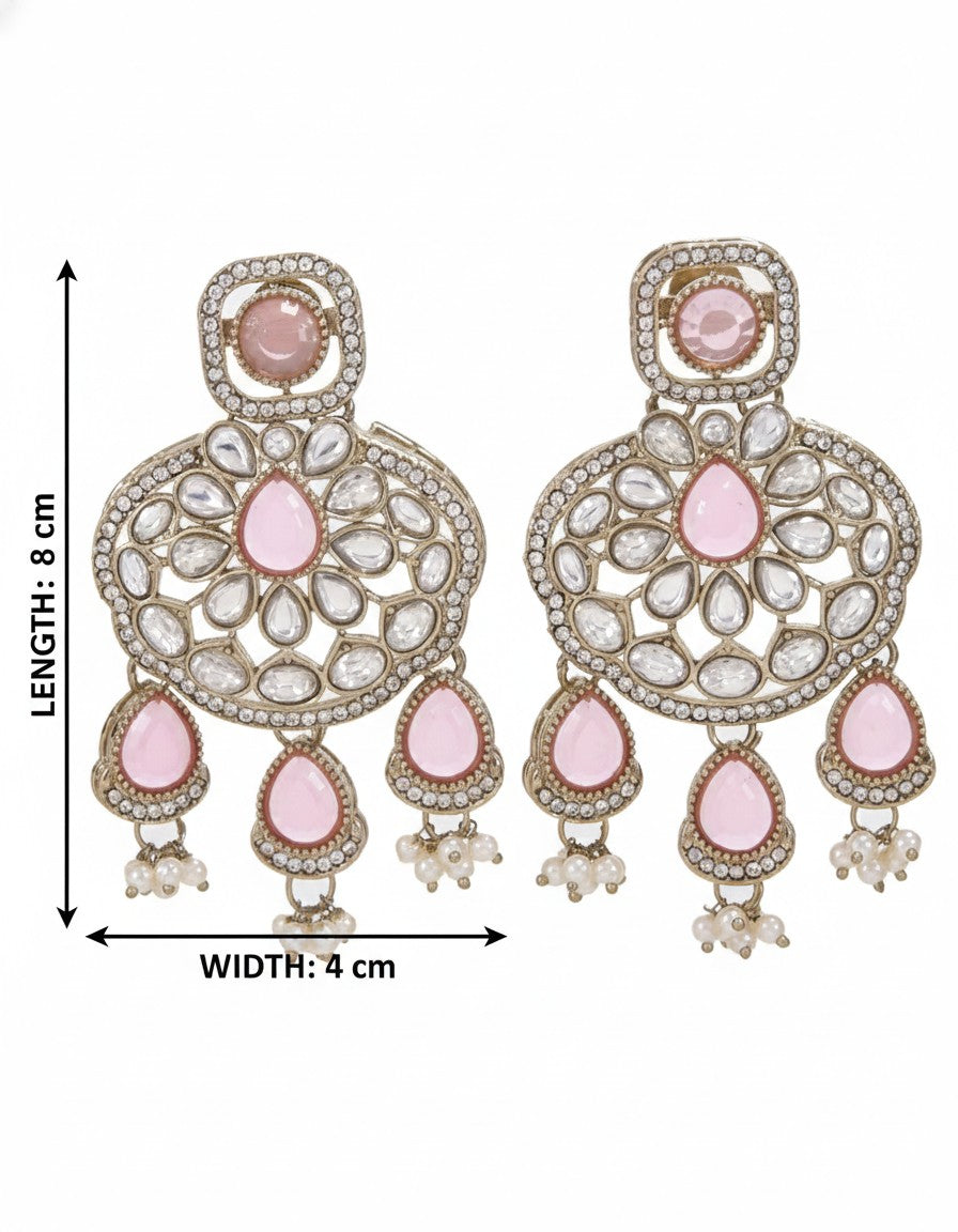 Traditional Wedding-Style Multi Stone Pearl Drop Earrings