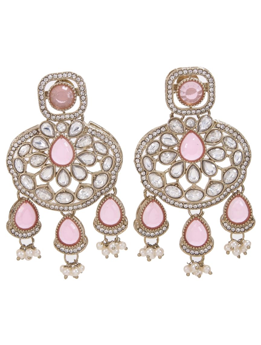 Traditional Wedding-Style Multi Stone Pearl Drop Earrings