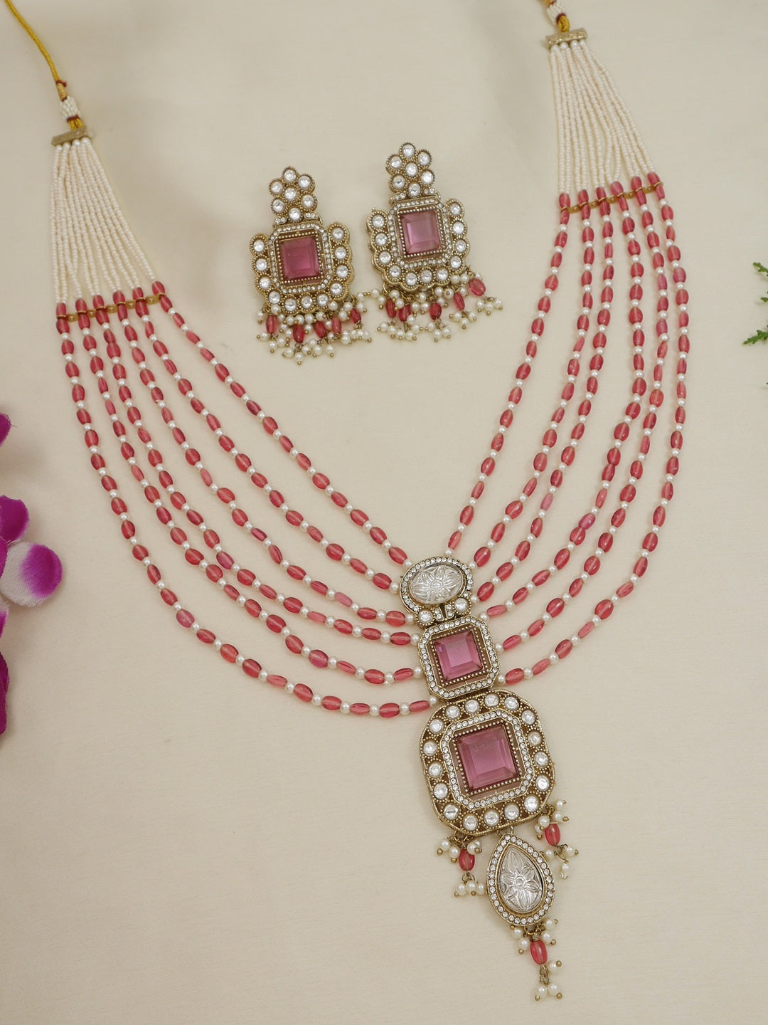 Royal Heirloom Beaded Pearl Layered Necklace Set