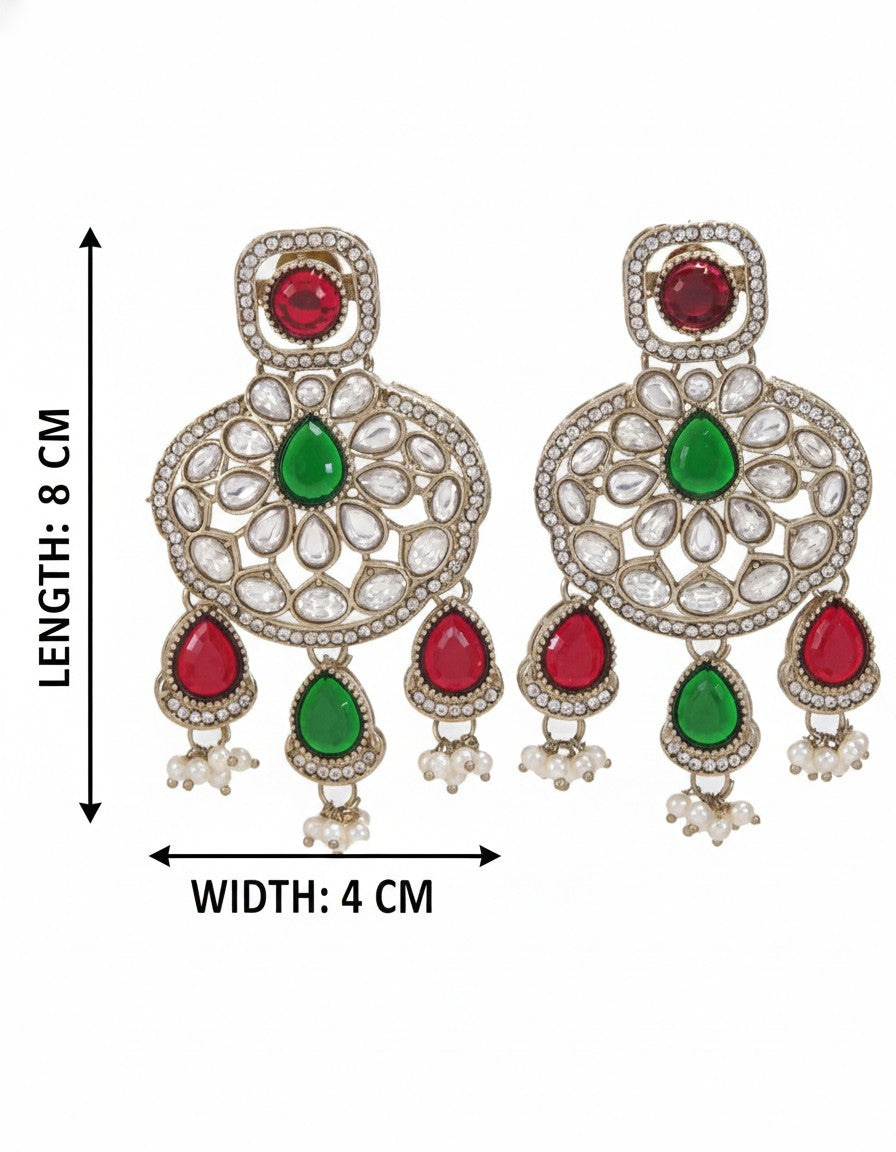 Traditional Wedding-Style Multi Stone Pearl Drop Earrings