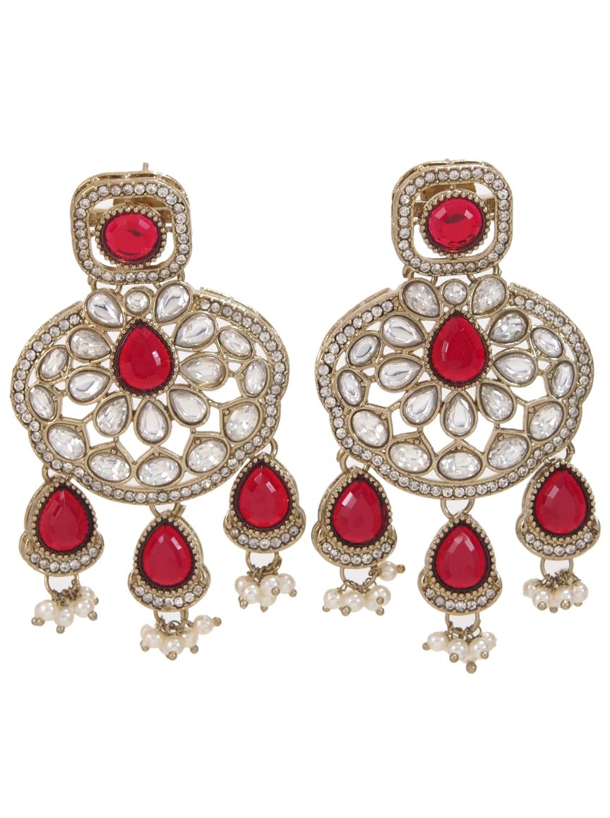Traditional Wedding-Style Multi Stone Pearl Drop Earrings