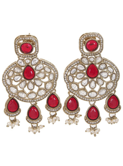 Traditional Wedding-Style Multi Stone Pearl Drop Earrings