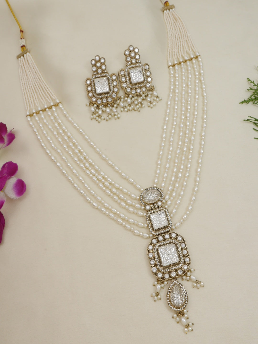 Royal Heirloom Beaded Pearl Layered Necklace Set