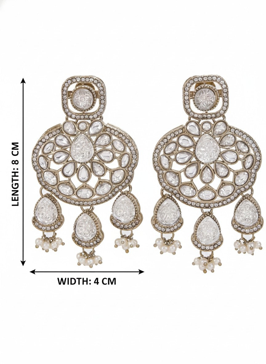 Traditional Wedding-Style Multi Stone Pearl Drop Earrings