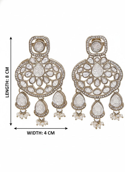 Traditional Wedding-Style Multi Stone Pearl Drop Earrings