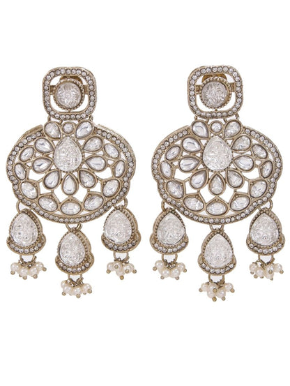 Traditional Wedding-Style Multi Stone Pearl Drop Earrings