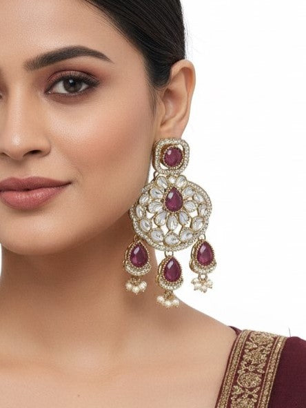 Traditional Wedding-Style Multi Stone Pearl Drop Earrings