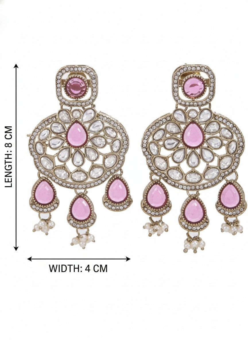 Traditional Wedding-Style Multi Stone Pearl Drop Earrings