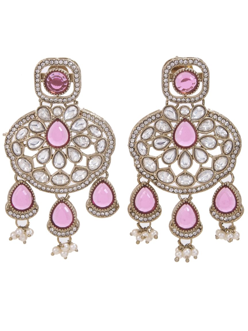 Traditional Wedding-Style Multi Stone Pearl Drop Earrings