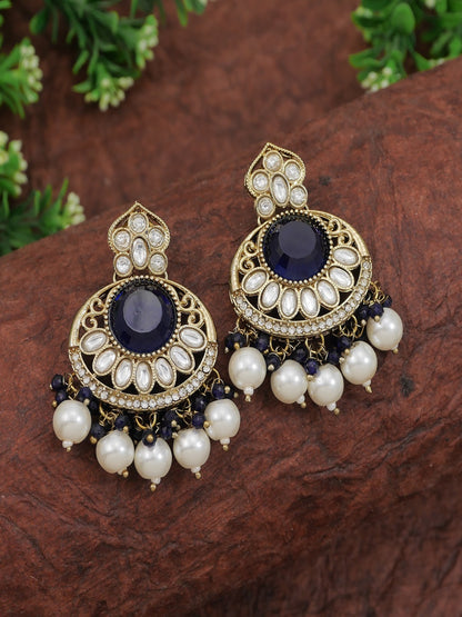 Traditional Nawabi Black Beaded Pearl Statement Necklace Set