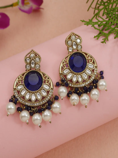 Traditional Nawabi Black Beaded Pearl Statement Necklace Set