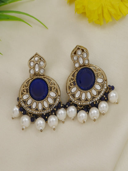 Traditional Nawabi Black Beaded Pearl Statement Necklace Set