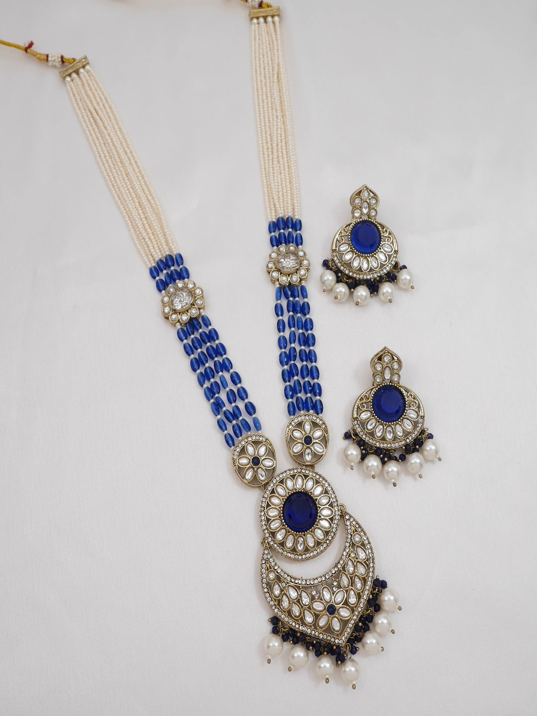 Traditional Nawabi Black Beaded Pearl Statement Necklace Set